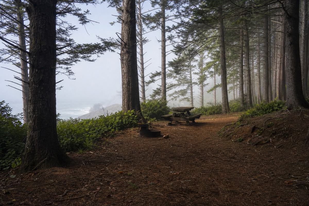 Green Point Campground on the bluffs above Long Beach in Pacific Rim National Park Reserve