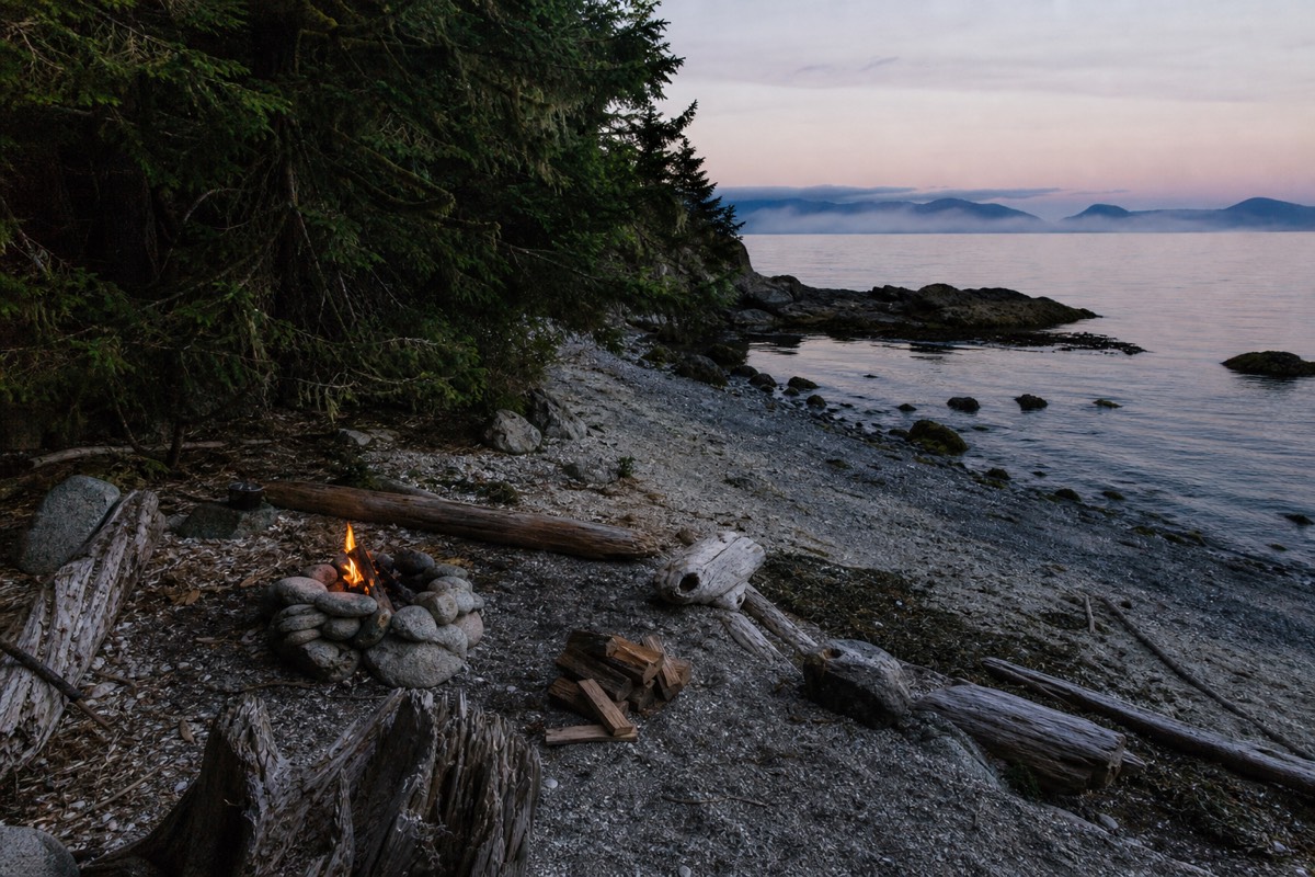 A backcountry campsite on Vancouver Island's west coast